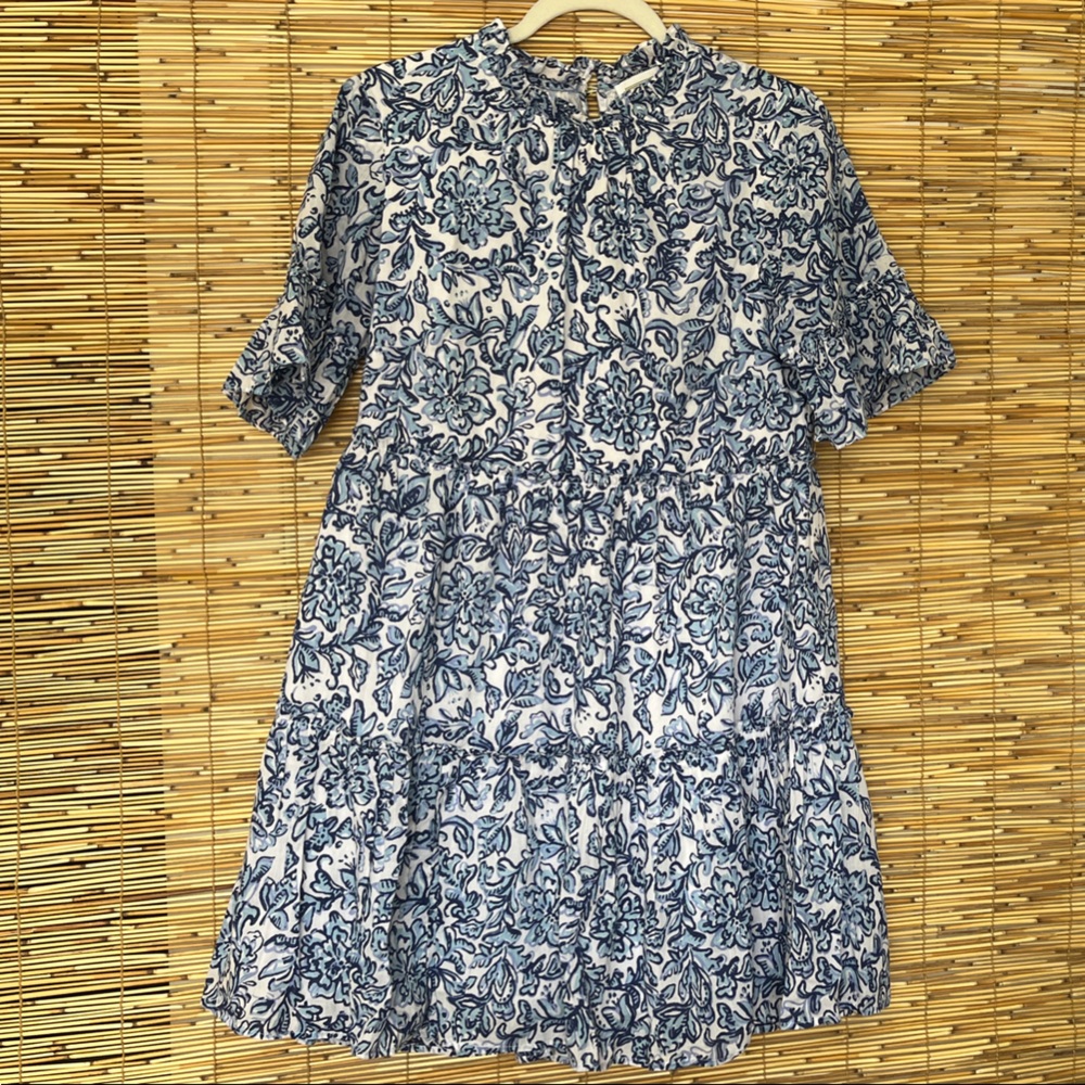 Sail to Sable Blue and White Floral Mini Dress